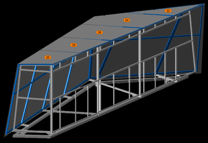 Assembly sequence: Brushed aluminum panels