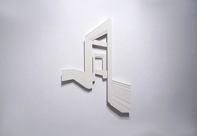 Wall Relief # 3<br>wood, painted high destiny foam, steel</br>