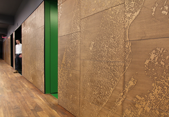 Octavian Advisors NY Office, Feature Wall, design by Adjaye Associates